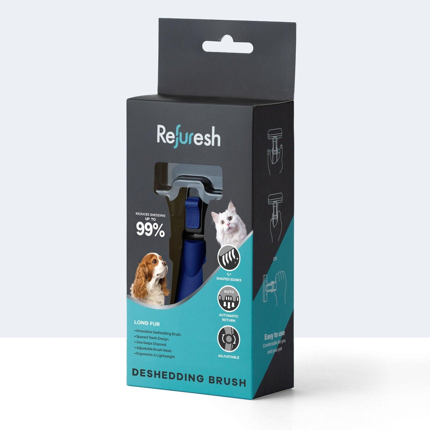 Refuresh Gentle Deshedding Brush for Long Hair - Blue