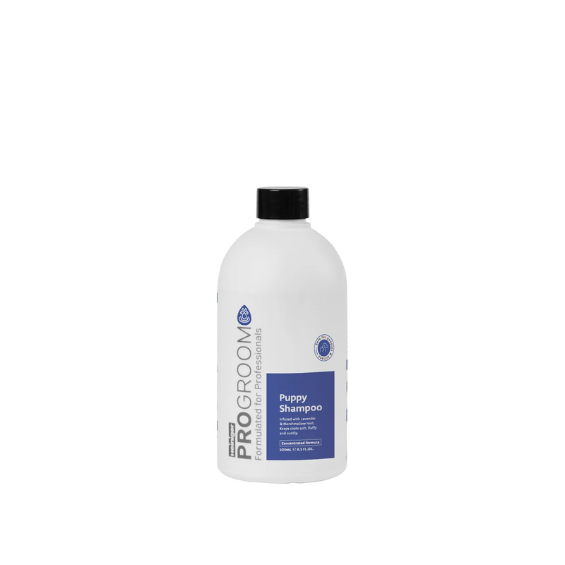 ProGroom Puppy Shampoo, a tearless formula suitable for a puppy's first bath