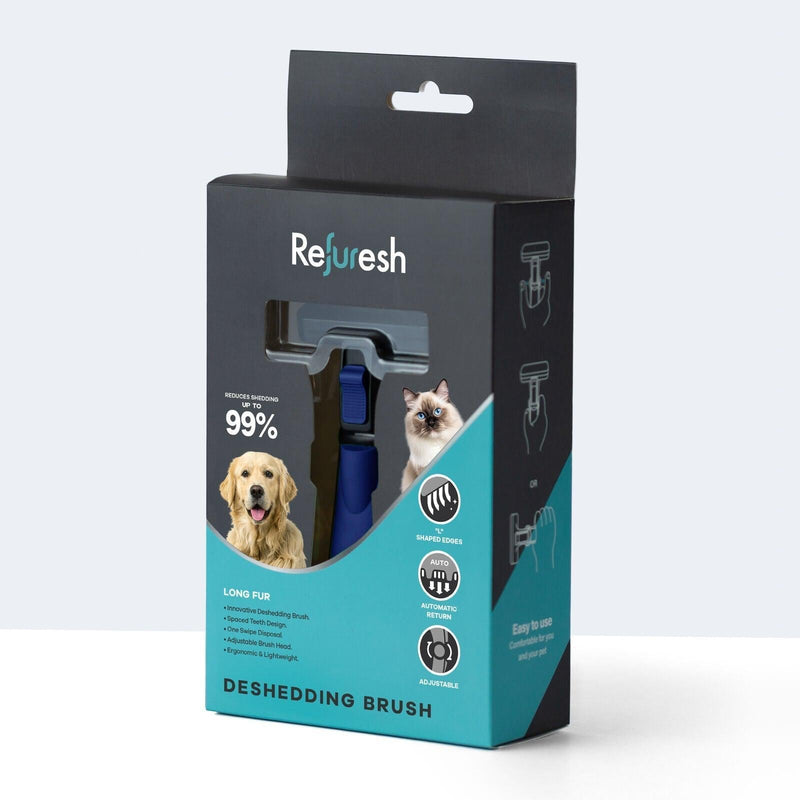 Refuresh Gentle Deshedding Brush for Long Hair, used to part a coat and check the skin underneath