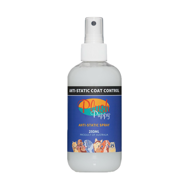Plush Puppy Anti-Static Coat Control 250ml spray bottle for controlling static and flyaways in dog coats