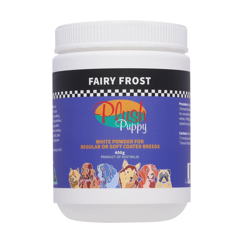 Plush Puppy Fairy Frost Regular, an ultra-fine whitening powder used in show grooming