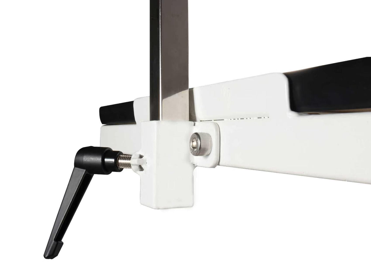 PURFY Hydraulic Lifting Adjustable Grooming Table - White, arm clamp detail