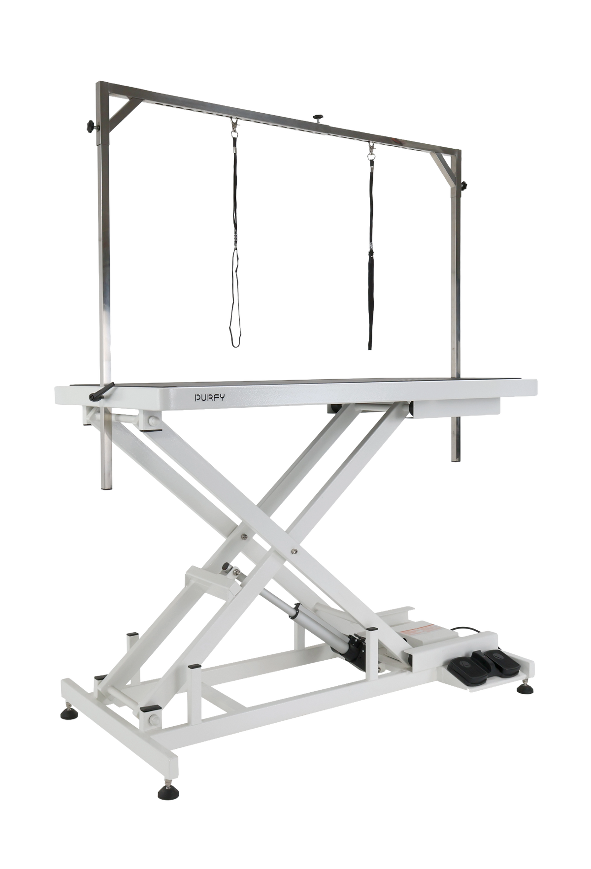 PURFY Ultra-Low Electric Lift Table - White, side view