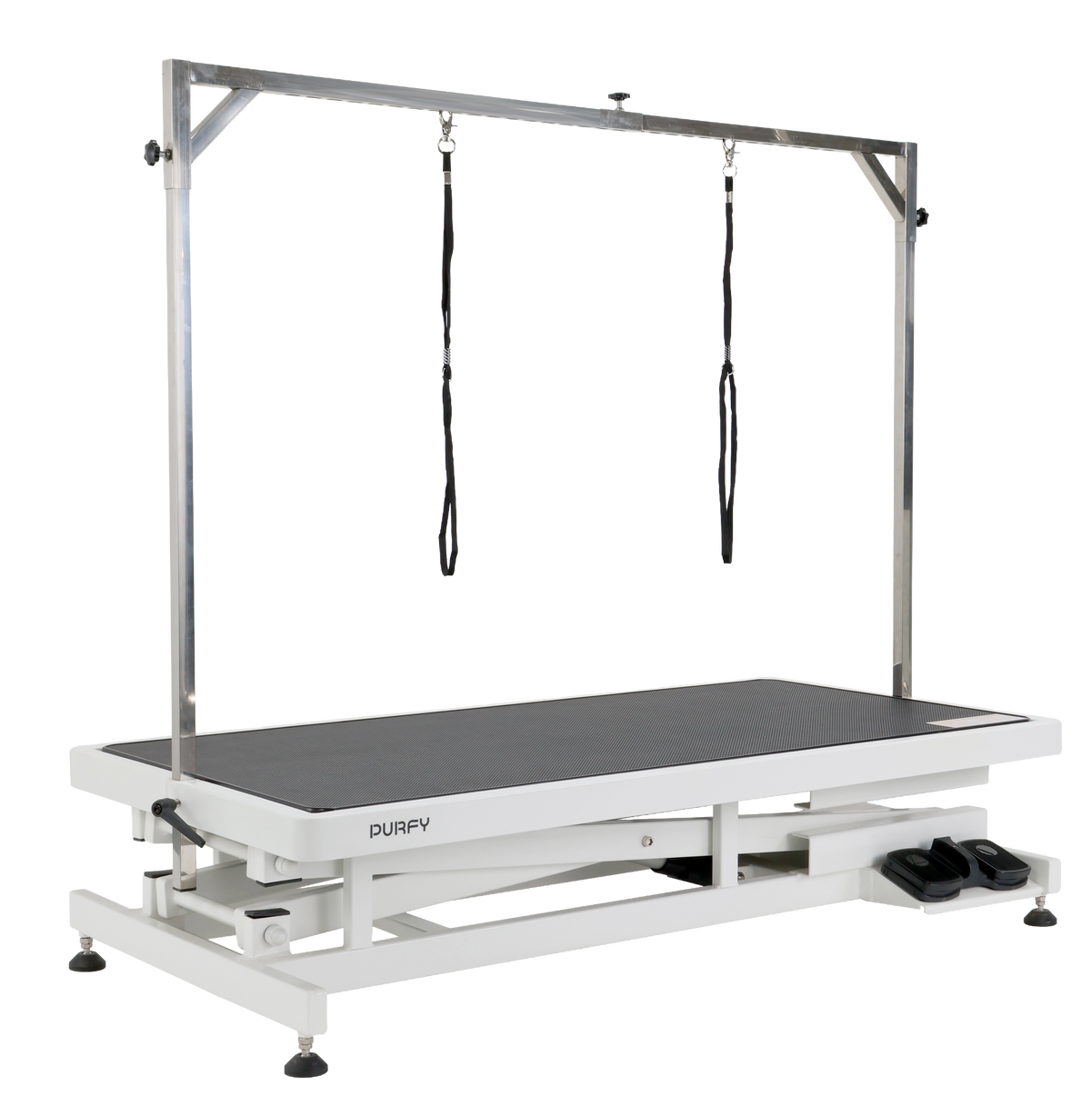 PURFY Ultra-Low Electric Lift Table - White, lowered