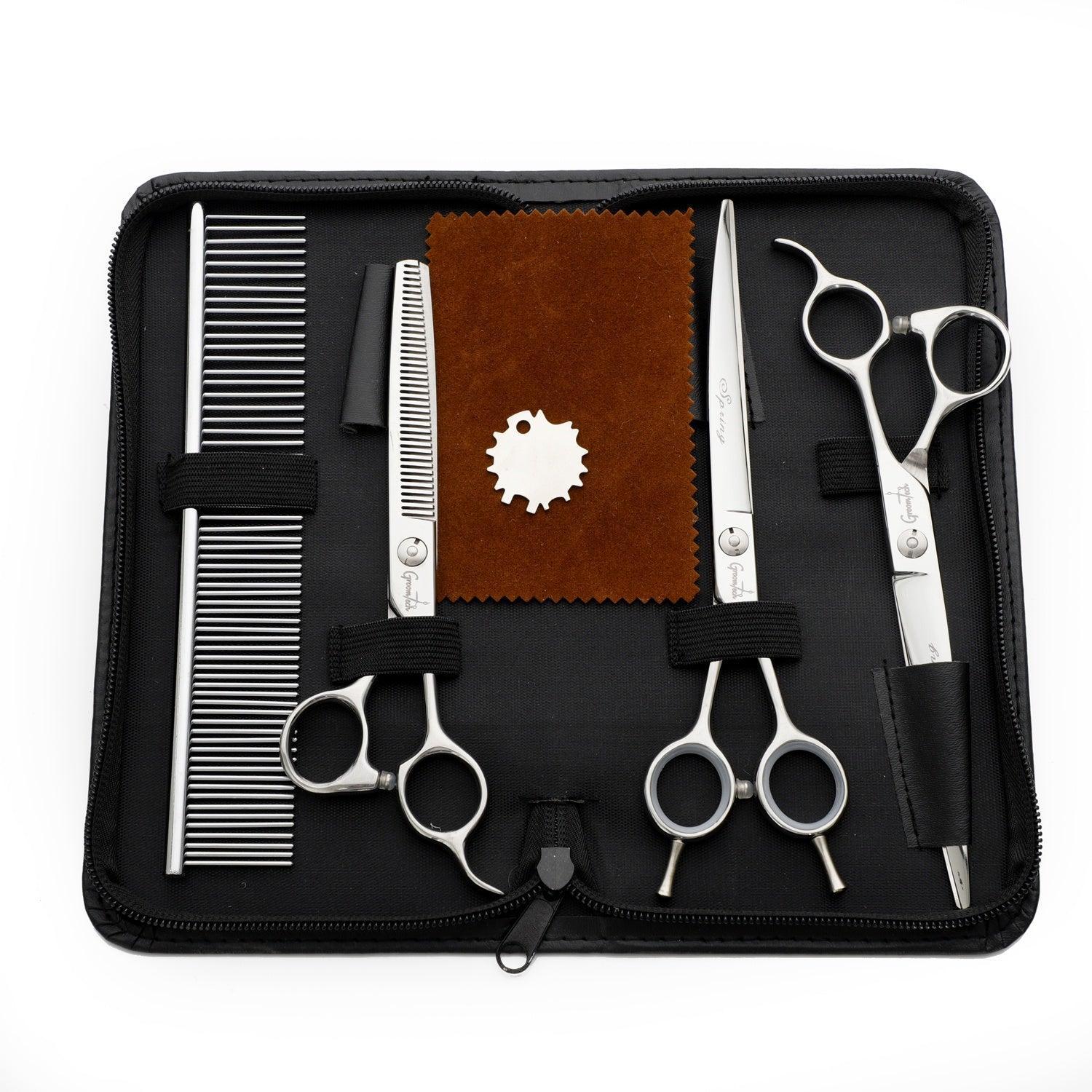 Groomtech Spring Pet Grooming Scissors Kit, Set of 3 with Comb