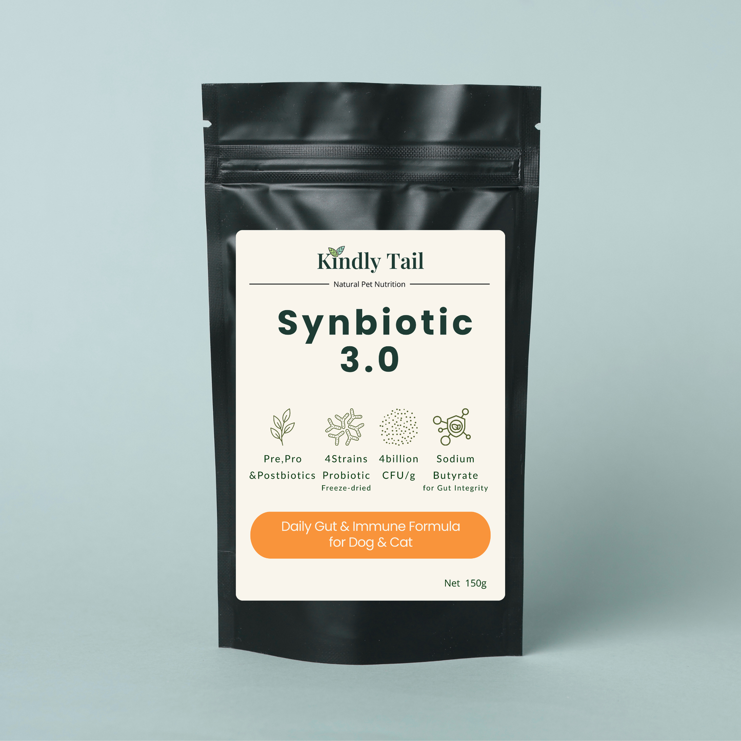 Kindly Tail Synbiotic 3.0 pouch, front