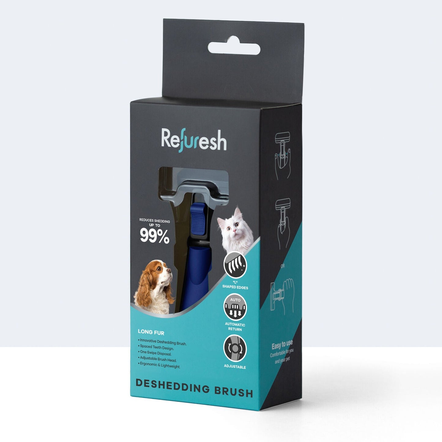 Refuresh Gentle Deshedding Brush for Long Hair - Blue