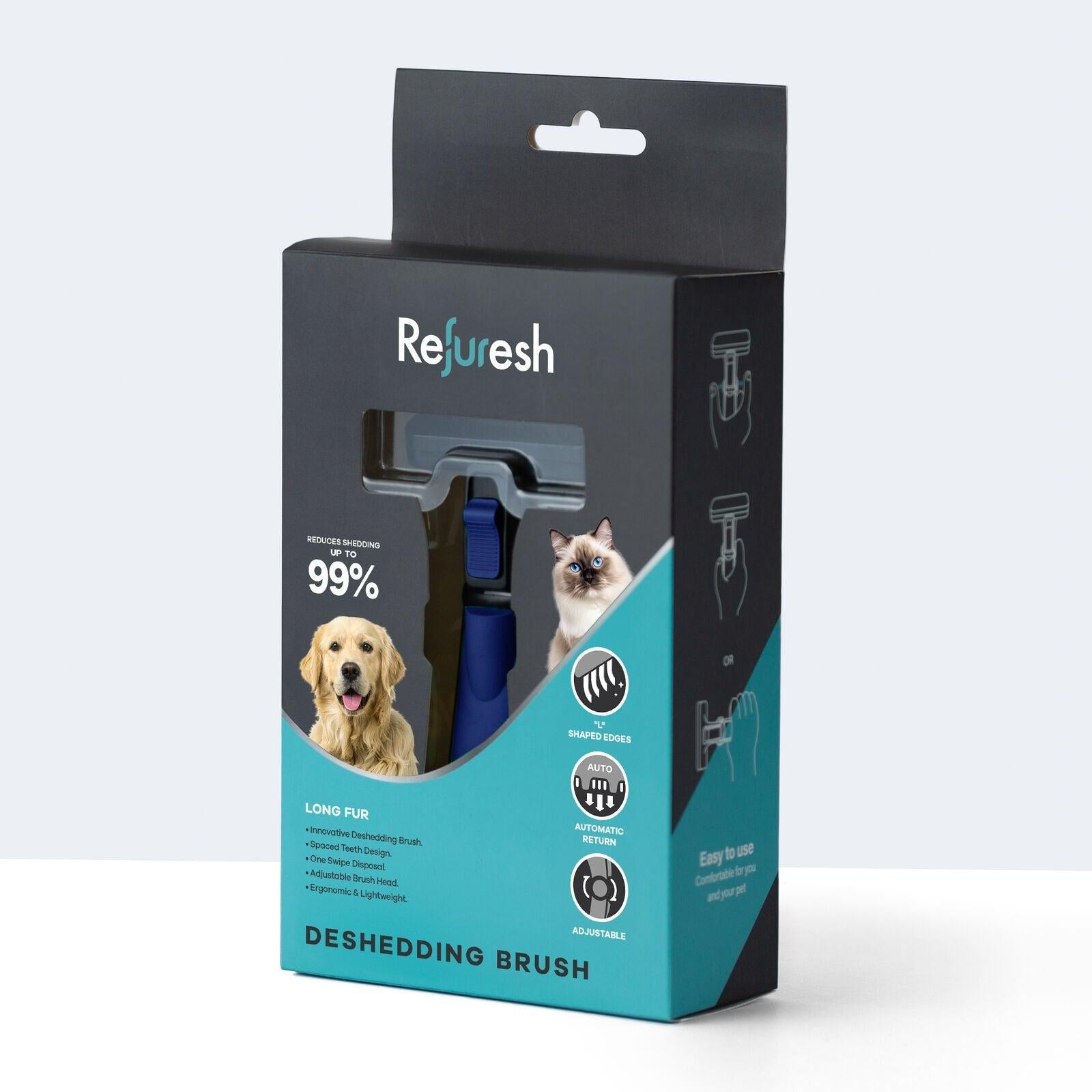 Refuresh Gentle Deshedding Brush for Long Hair - Blue