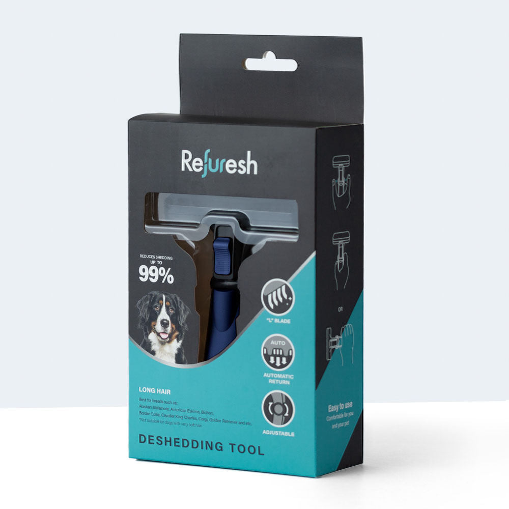 Refuresh Gentle Deshedding Brush for Long Hair - Blue