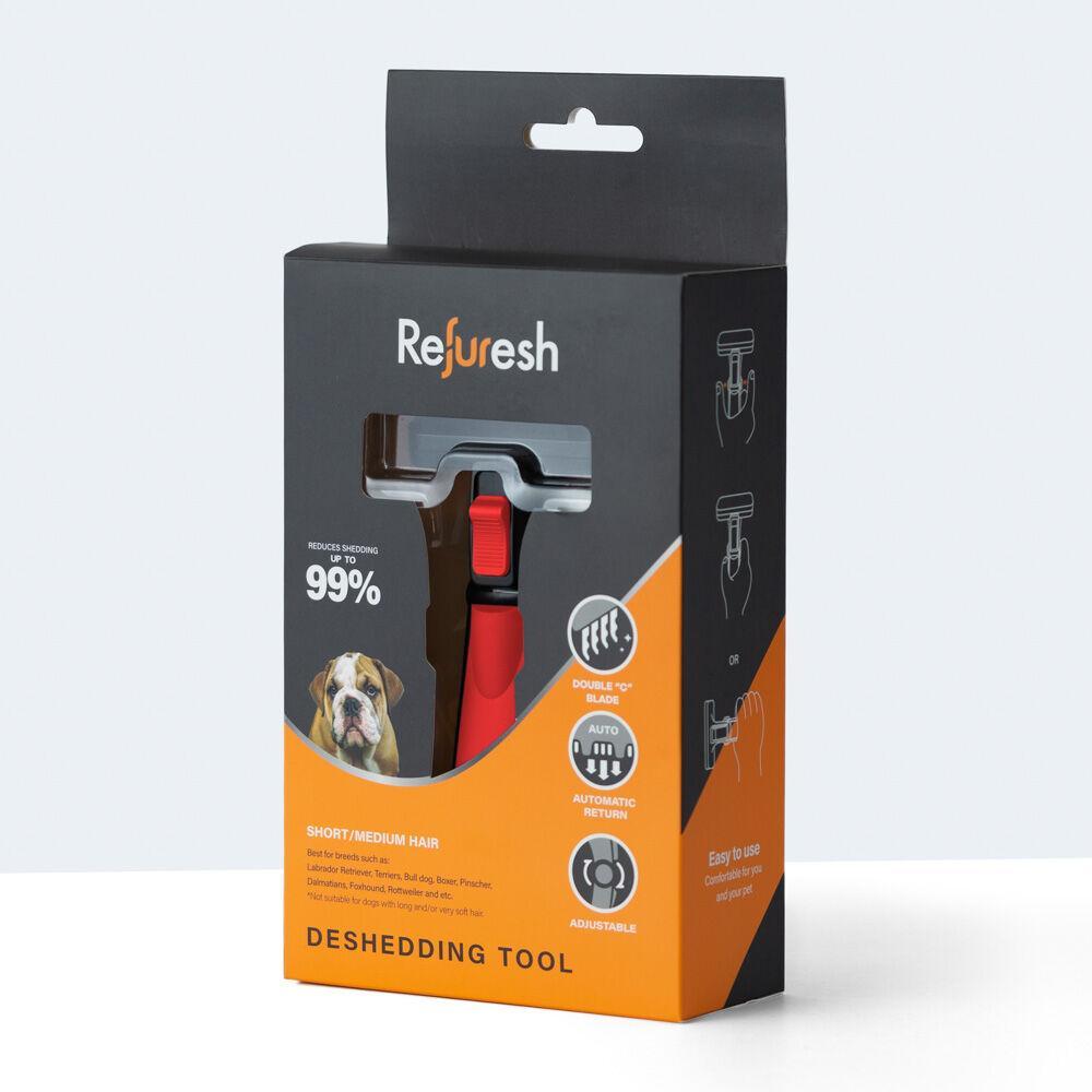 Refuresh Gentle Deshedding Brush for Short/Medium Hair - Red