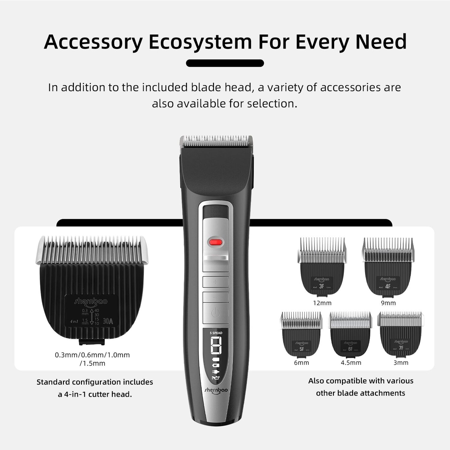 Shernbao Smart Digital 4-in-1 Adjustable Clipper PGC660S